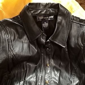 Metallic Blue Faux Leather XS Shirt Jacket